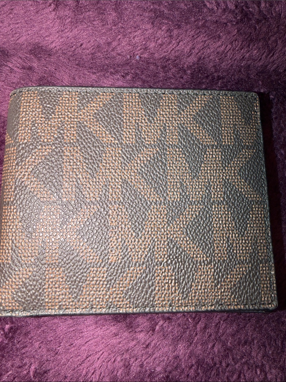 Michael Kors Brown and Tan MK Logo Mens Wallet